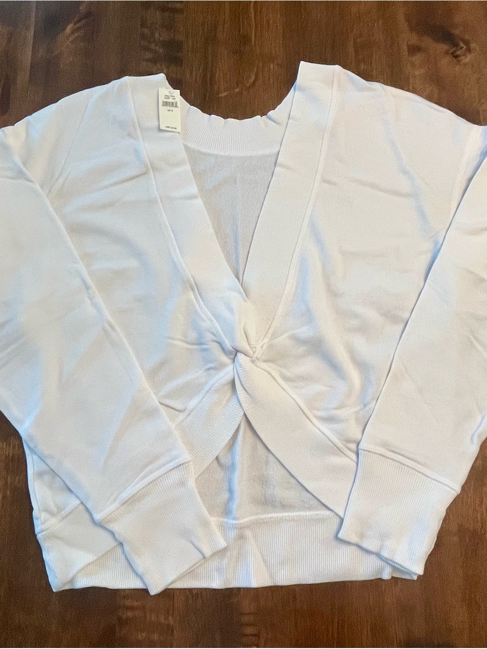 Aerie White Twist-Front V-Neck Sweatshirt, Sm